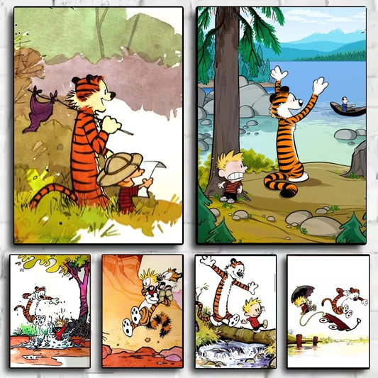 Calvin and H-Hobbes Cartoon Poster