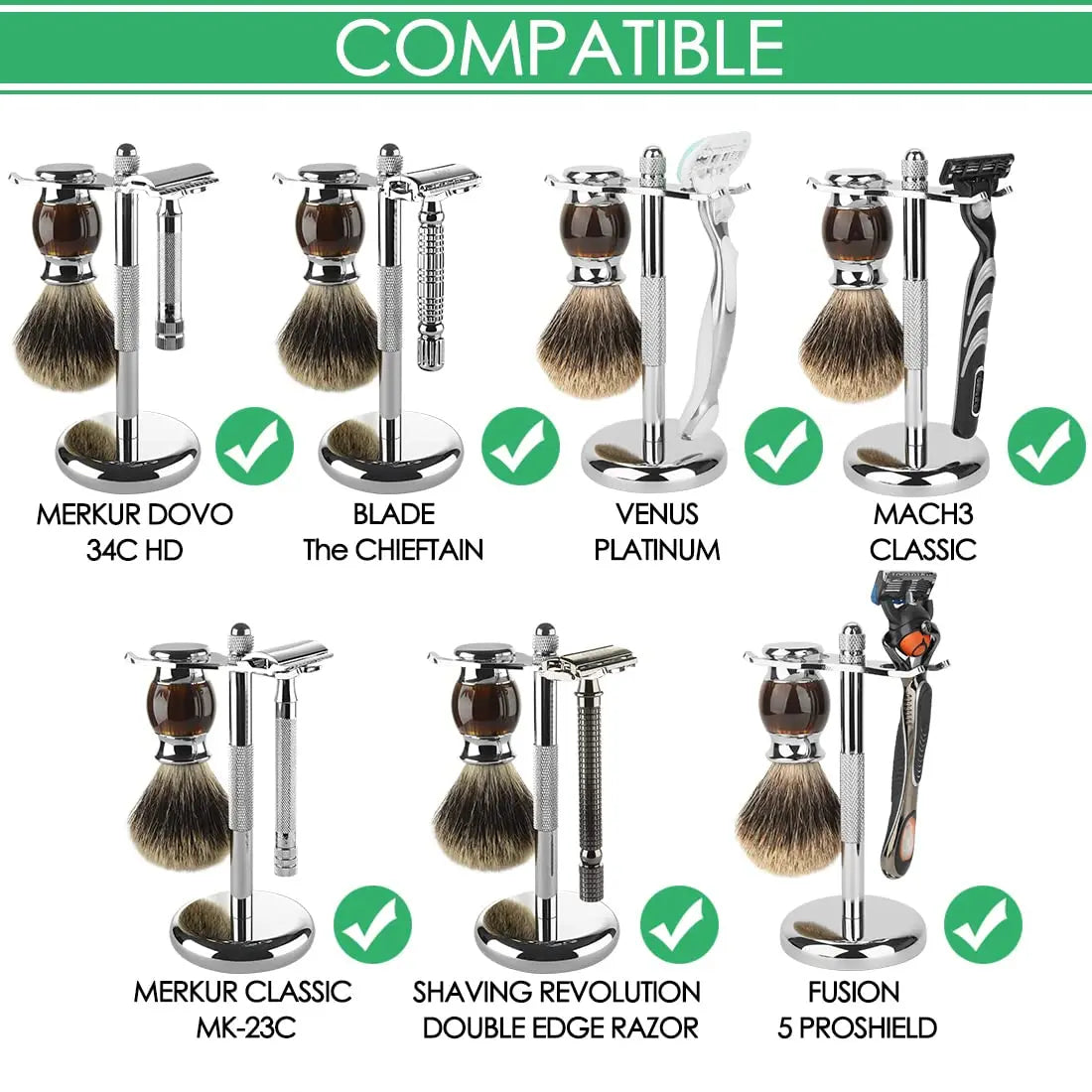 Deluxe Chrome Razor and Brush Stand