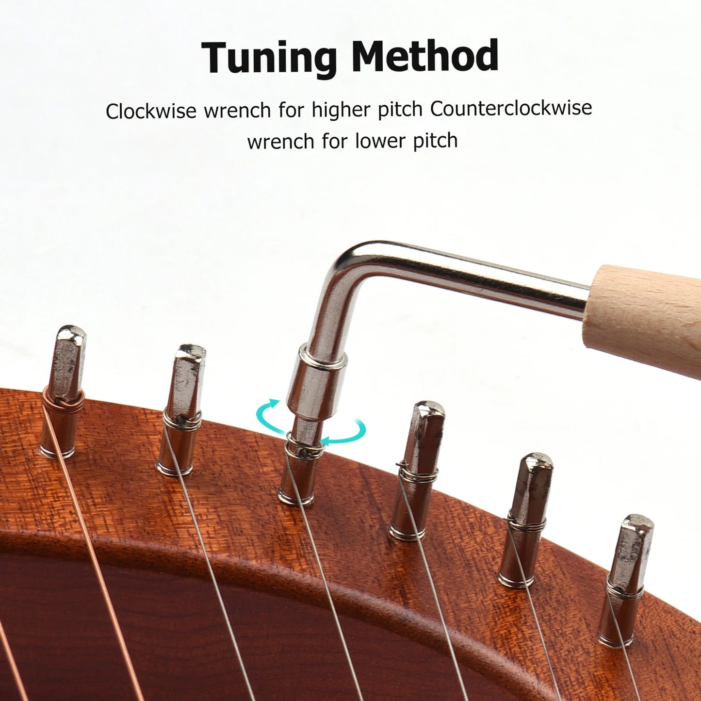 16- Metal String Solid Wooden Lyre Harp with Carry Bag - WH-16 C Tone