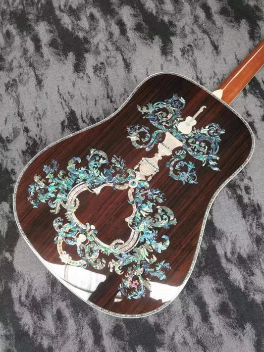 41" D100 Solid Wood with Abalone Inlay, glossy Acoustic Guitar