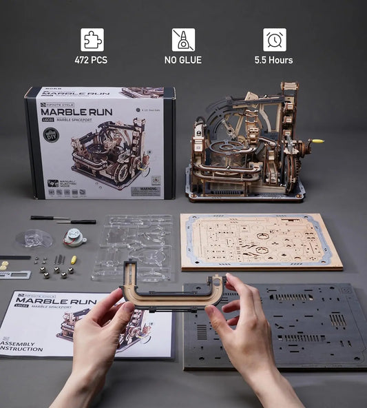 3D Puzzles Brain Teaser | Robotime Rokr Electric Model Kits - Marble Spaceport