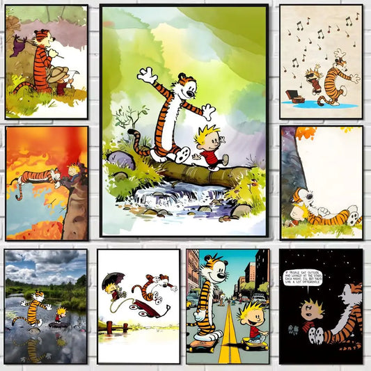 Anime Calvin And Hobbes Poster Wall Art