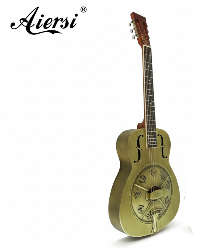 Aiersi Brand Vintage Antique Bell Metal Body Dobro Resonator Guitar