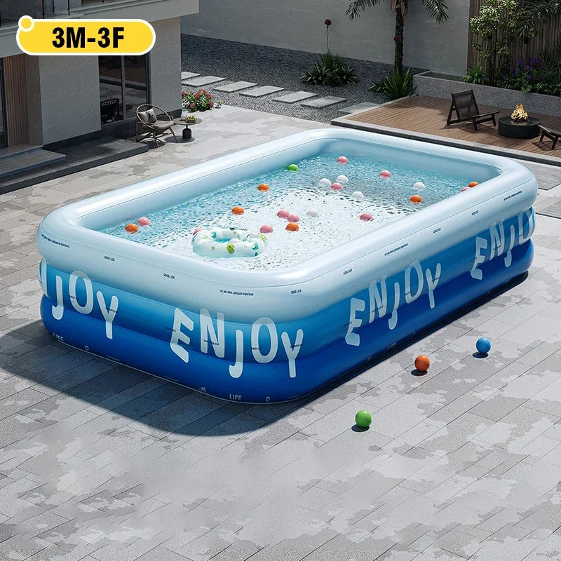 Family Inflatable Swimming Pool 3/2.6/2.1M -  Large with Canopy