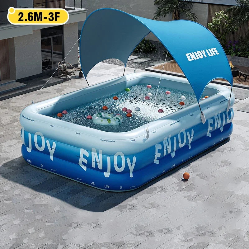 Family Inflatable Swimming Pool 3/2.6/2.1M -  Large with Canopy