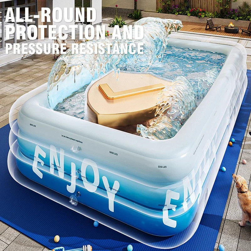 Family Inflatable Swimming Pool 3/2.6/2.1M -  Large with Canopy