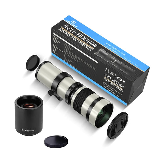 Camera Lens | Lightdow 420-800mm F8.3 Manual Telephoto Zoom Lens With 2X Converter for Canon Nikon Sony Pentax Fujifilm Cameras