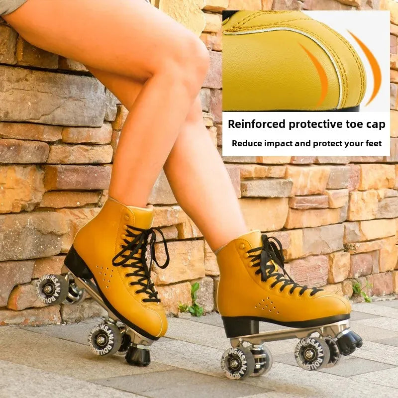 KSANA Aluminum Alloy Quad Roller Skates - Ultra-Leather Foot Protection