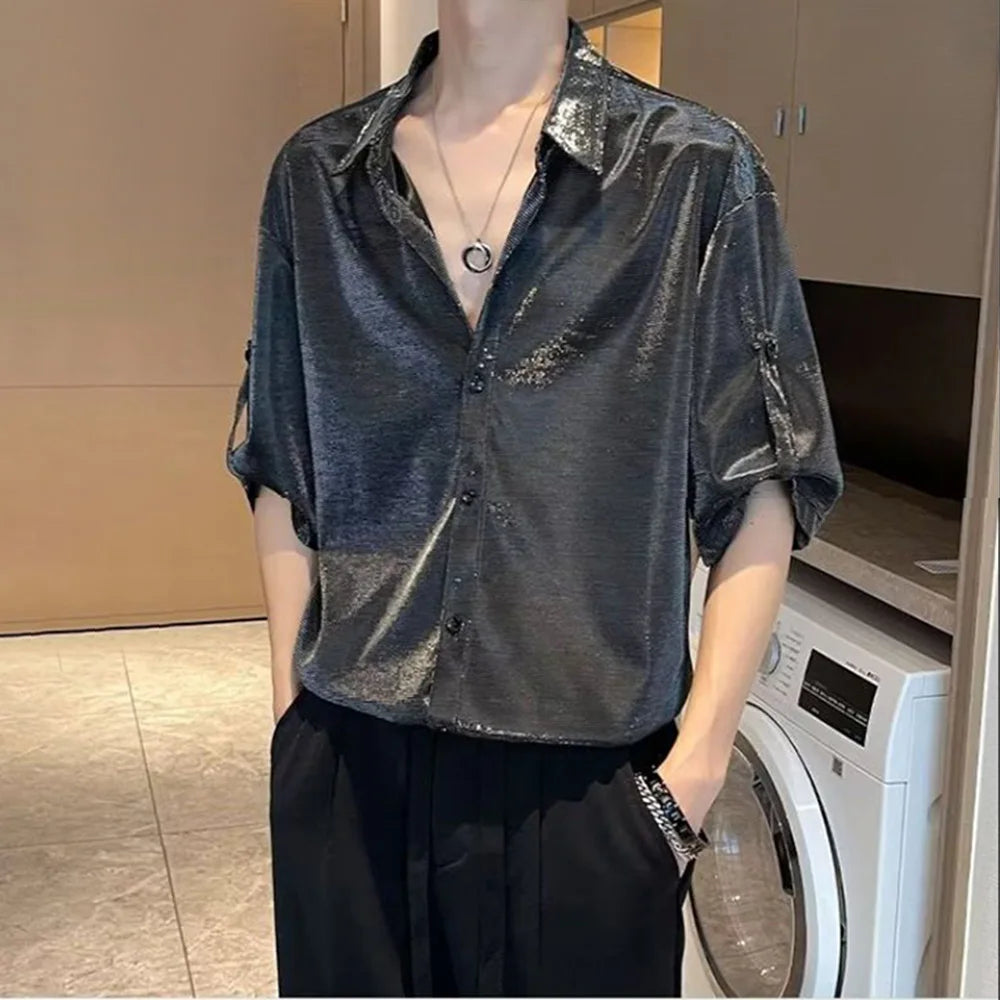 Men Satin Metallic Shirt