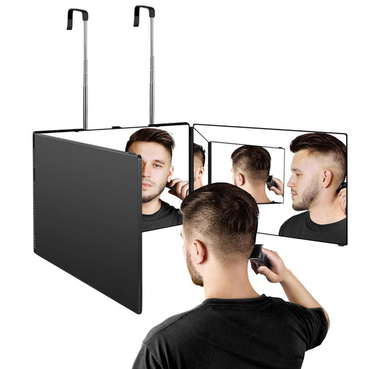 Portable 360 Trifold Vanity Mirror with Adjustable Height Hook