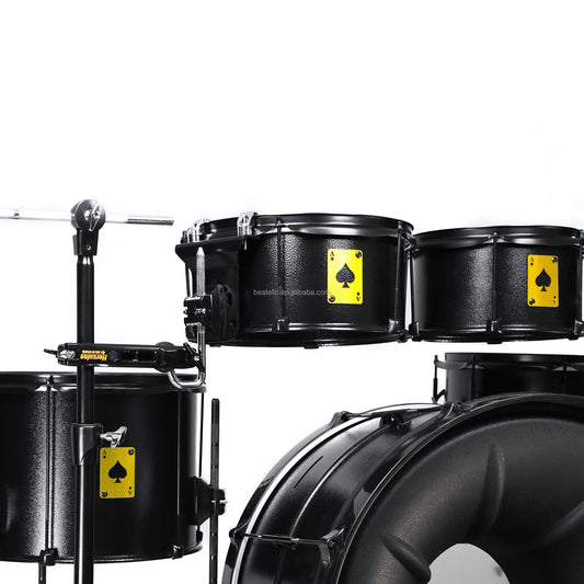 Beatello ACE Of SPADES Professional Drum Set With ABS Special Bass Drum Head Enhancer - Percussion Instrument (Metal Power Drum Set)