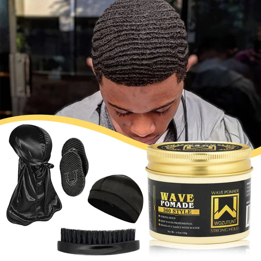 Shea Butter Wave Control Pomade Kit - 360 Style Strong Hold