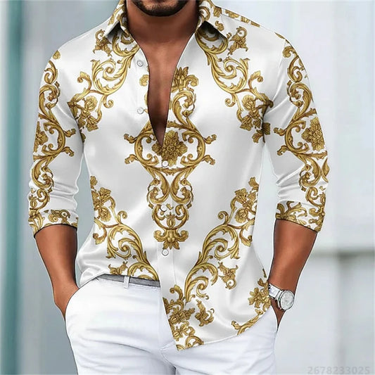 Men's Shirts Luxury Pattern Long Sleeve Shirts Fashionable Design Slim Fit Party Shirts Comfortable Fabric Men's Tops XS-6XL