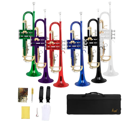 SLADE Bb Trumpet Brass body Gold-Plated B Flat Trumpet Performance Beginners Brass Musical Instrument With Accessories & Parts