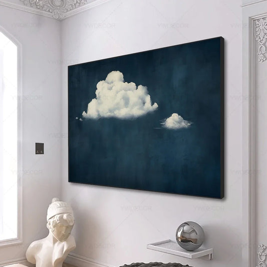 Minimalist Night Sky Blue Cloud Canvas Posters Wall Art