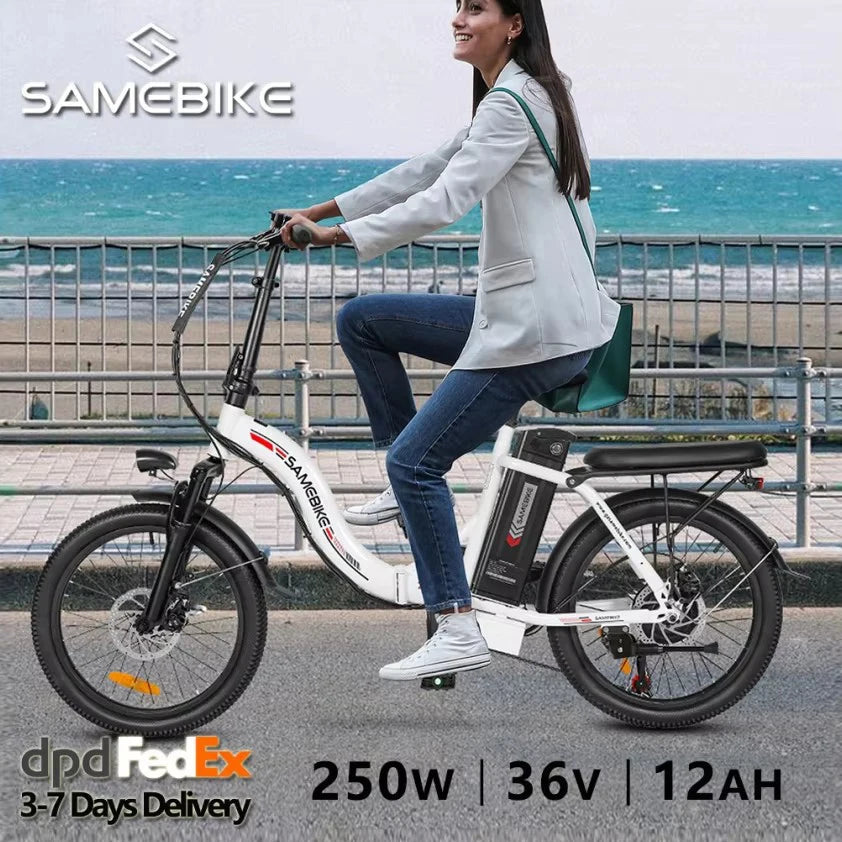 Samebike CY20 Folding City E Bike with 36V 12Ah Removable Battery