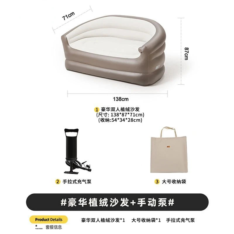 Inflatable Bed Double Person Inflatable Air Lazy Sofa Outdoor Portable Foldable Camping Couple Rear Exhaust Cushion Bed Couch