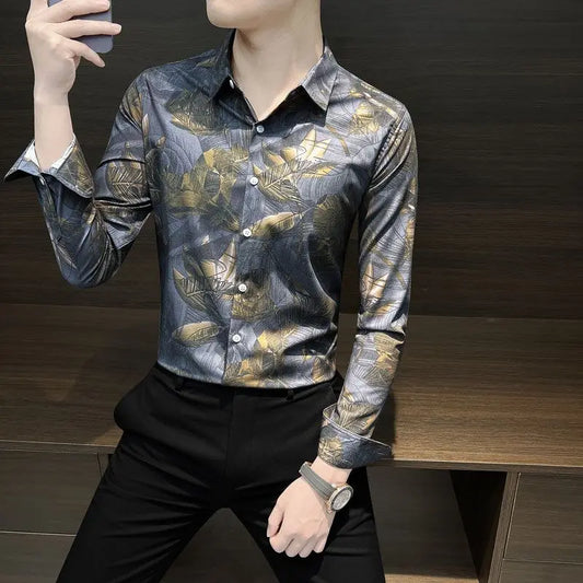 Floral Shirt Man Long-sleeved Spring and Autumn Summer Thin Fashion Floral Men Casual Cardigan
