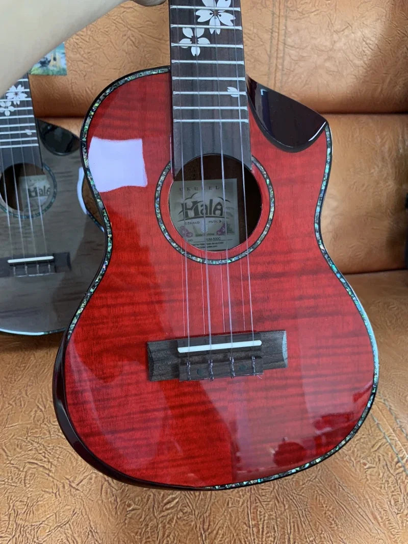 26" Acoustic Ukulele With Solid Flame Maple Body