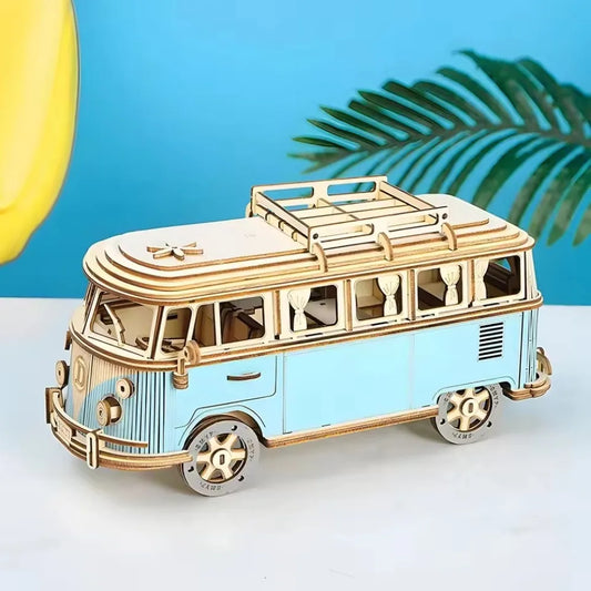 3D Puzzle Toy Wooden Car Style House Model Parent Child Interactive Creative DIY Toys Creative Puzzle Decoration Festival Gift