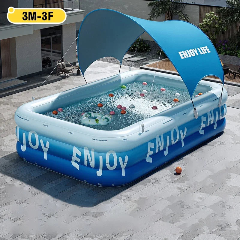 Family Inflatable Swimming Pool 3/2.6/2.1M -  Large with Canopy