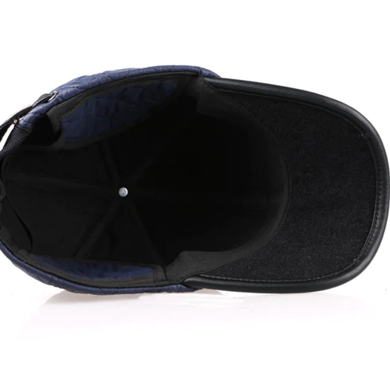 Men's Winter Glossy Leather Baseball Cap with Ear Flaps
