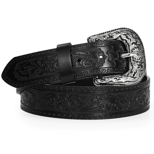Vintage Cowboy Engraved Buckle Belt