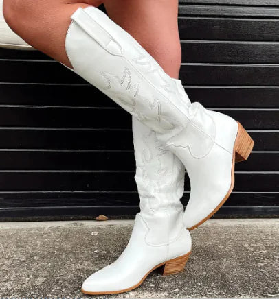 Women's Chic White Cowboy Boots