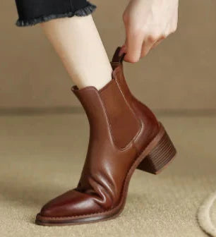 Chelsea Pointed Toe Leather Ankle Boots