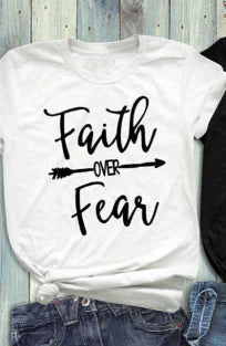 Unisex Faith Over Fear Cotton Couple T-Shirt