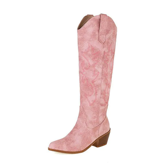 Women's Chic V-Cut Heeled Cowboy Boots