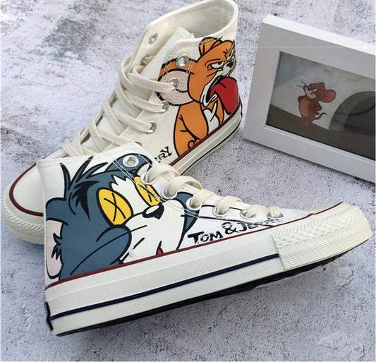 Summer Kids Canvas High-Top Shoes - Tom and Jerry Design