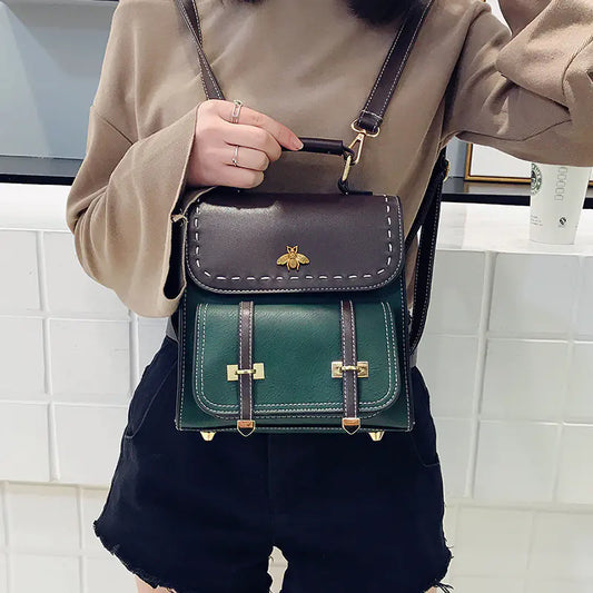 Women's Small Contrasting Retro Backpack
