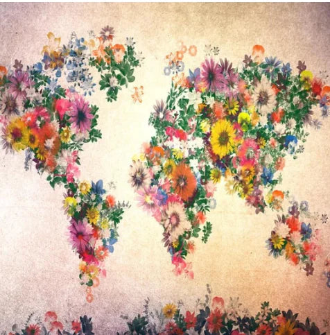 Floral Map Tapestry Wall Hanging Decor
