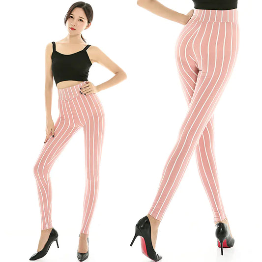 Black and White Striped High Waist Cropped Trousers