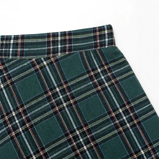 Women's High Waist Casual Loose Plaid Midi Skirt