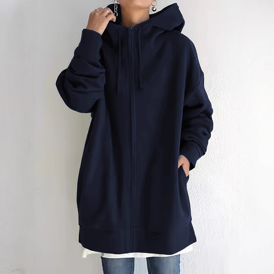 Long Zipper Hooded Sweater