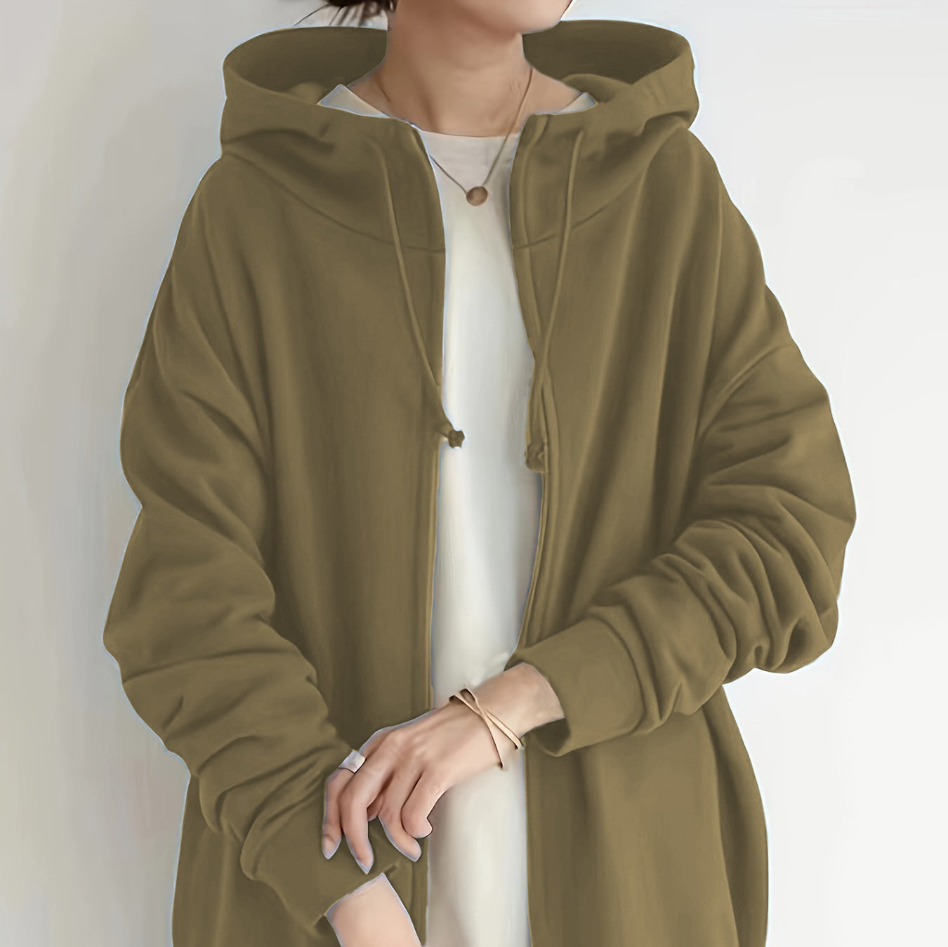 Long Zipper Hooded  Sweater
