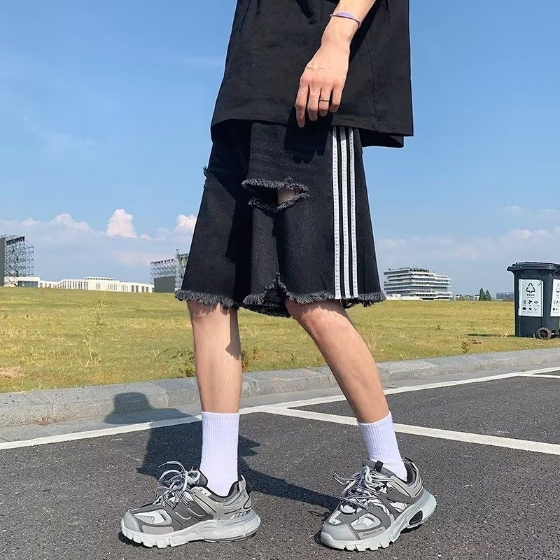 Men's Retro Ripped Denim Shorts