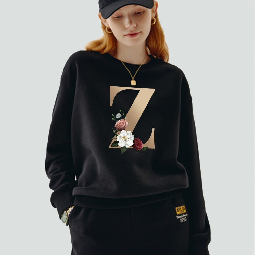 Printed Name Initial Series Black Pullover
