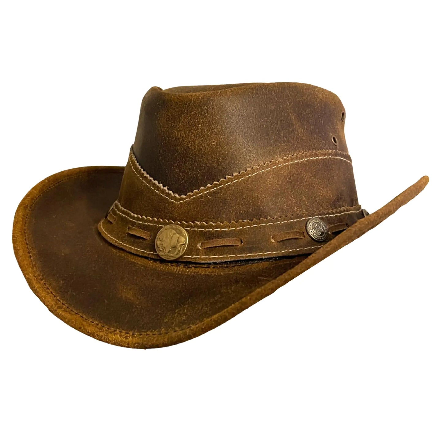 ZEEKSTAR Elite Leather Cowboy Hat - Adjustable - Western Style (Medium Brown)