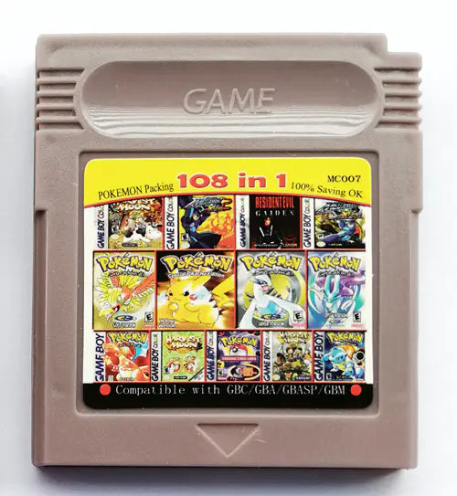 GB GBC Game Card 108-in-1 with Pokemon & Mario
