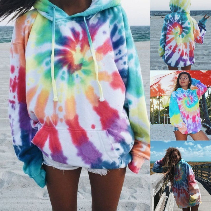 Women's Loose Tie-dyed Printed Hoodie