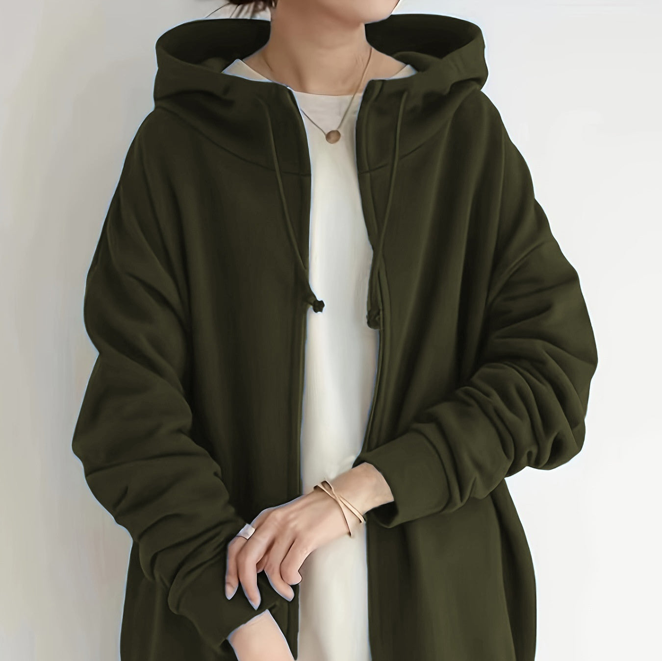Long Zipper Hooded  Sweater