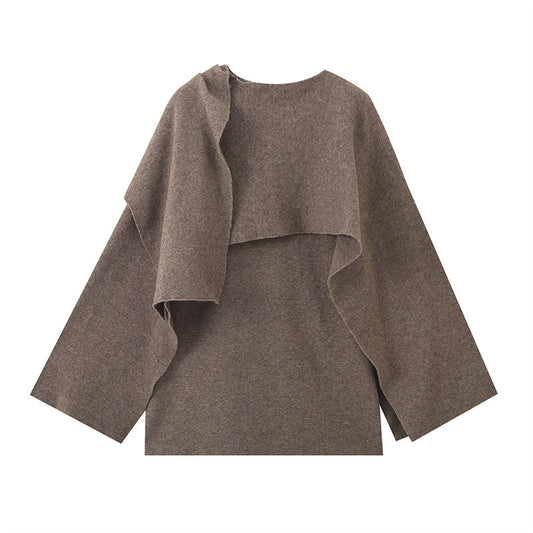 Women's Asymmetric Scarf Loose Knitted Poncho