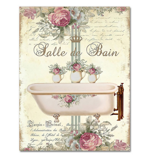Retro Floral Bath Wall Art (1pc)