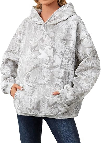 Women's Maple Leaf Print Hooded Sweatshirt