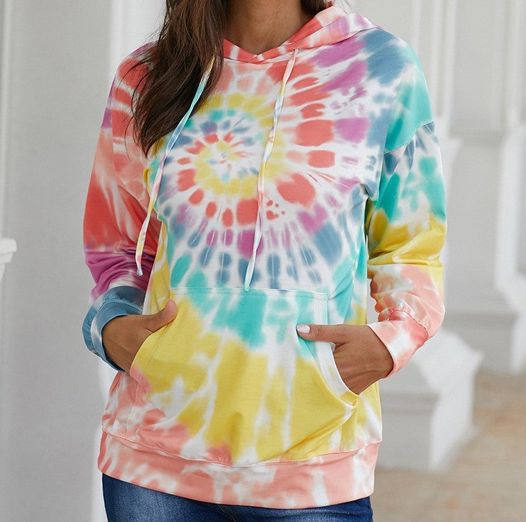 Women's Loose Tie-dyed Printed Hoodie