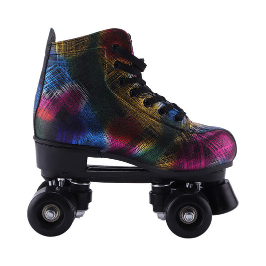 Multicolored roller skate on a white background