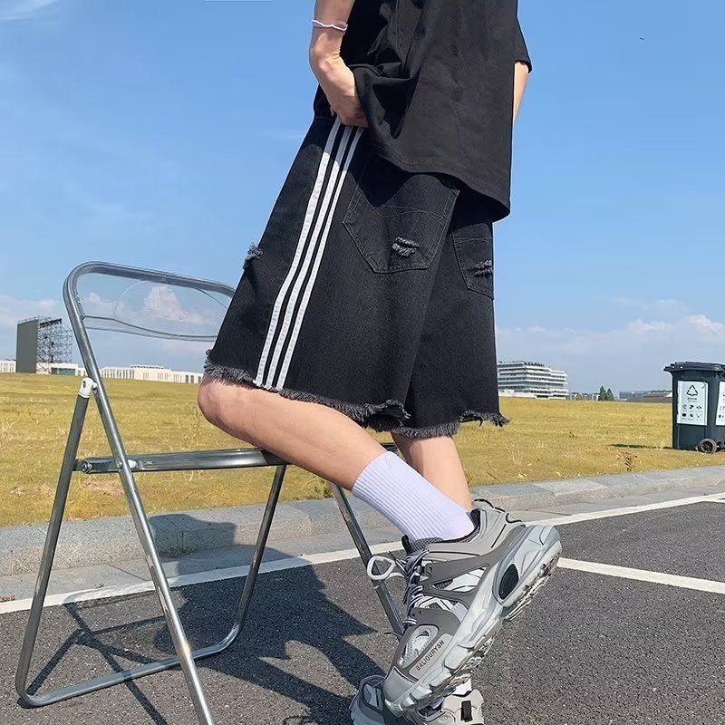 Men's Retro Ripped Denim Shorts